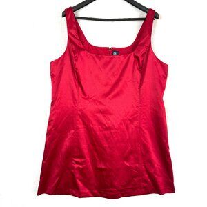 GAP Satin Square Neck Princess Panel Sleeveless Lined Mini Dress Womens XXL Red